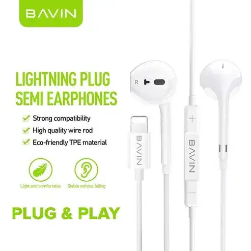 BAVIN H-I-HX860 Hi-Fi Wired Earphones for iPhone Series With Stereo Sound .