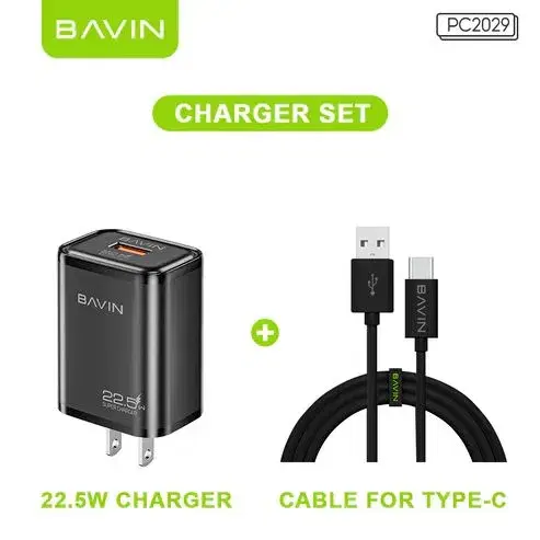 BAVIN C-PC2029,22.5W Portable Fast Charger With Fast Charging Cable for Type-C.