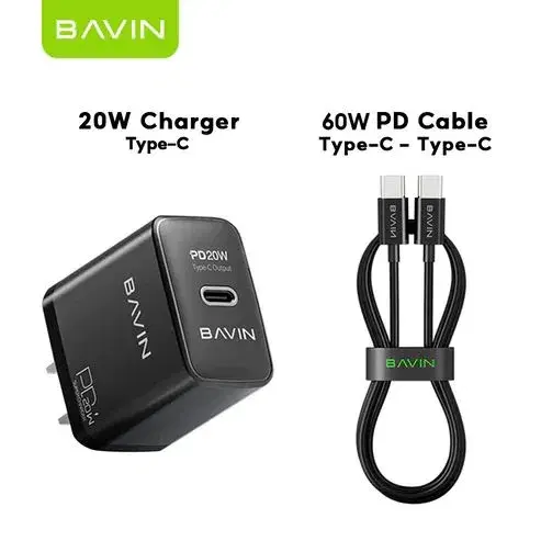 BAVIN C-PC2001H 20W PD Fast Charger High-Speed USB-C to Type-C Cable.