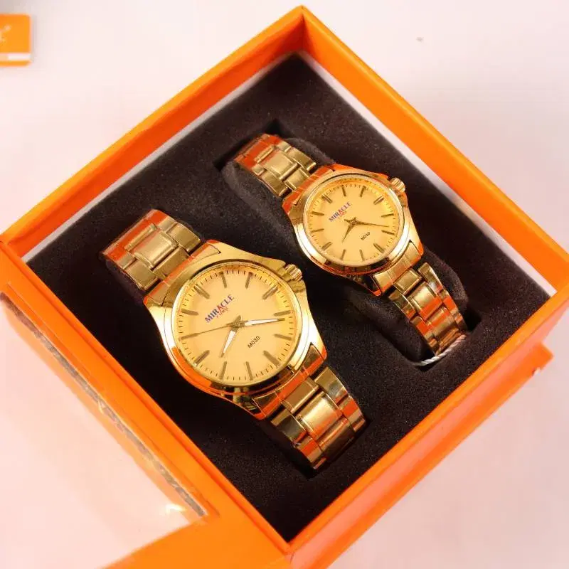 Miracle M030 Round Dial Golden Couple watch Without Box.