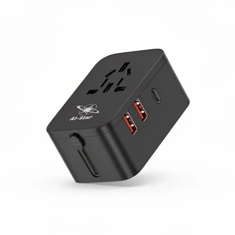 A1 star U1000 QC3.0 ,30W Travel Adapter With 2 USB and Type-C || Universal Adapter || 1years Replacement Guarantee.