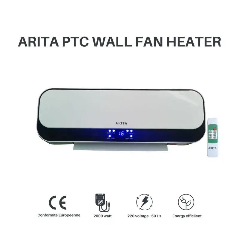 Arita Wall Mount AC Fan Heater With Led Display And Swinging Front Door.