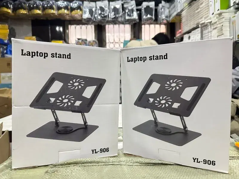 YL-906 360 degree rotating with fan custom height || suitable for laptops stand laptop iPad - household appliances|| Alumnium Rotating Laptop Stand.