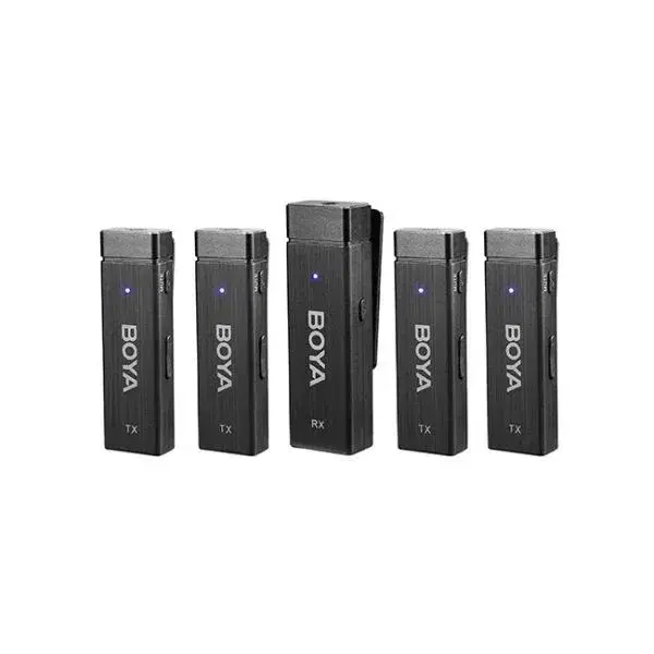 Boya BY-W4 Ultracompact 2.4 GHz 4-Channel Wireless Microphone System|| Space-Savvy Wireless Audio with 4 Transmitters and Easy Setup.