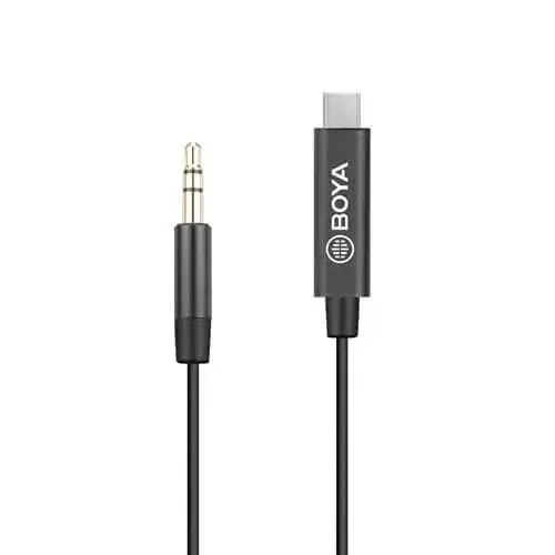 Boya BY-K2 USB-C Audio Adapter|| Compact Cable for Connecting TRS Microphones to USB-C Devices.