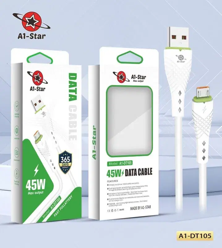 A1-DT105 45W,Micro Super Fast Charging Cable || 1 years Replacement Guarantee.