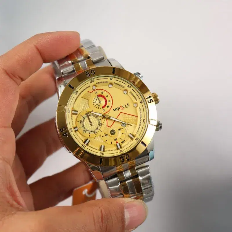Miracle Quartz and Analog Display With Round Dial Watches For Mens.