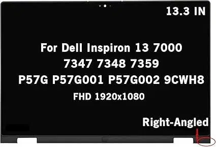 Laptop Screen-Screen Replacement for Dell Inspiron 13 7000 7347 7348 7359 P57G FHD 1920x1080 IPS LCD Display Touch Screen Digitizer Assembly with Right-Angled Bezel.