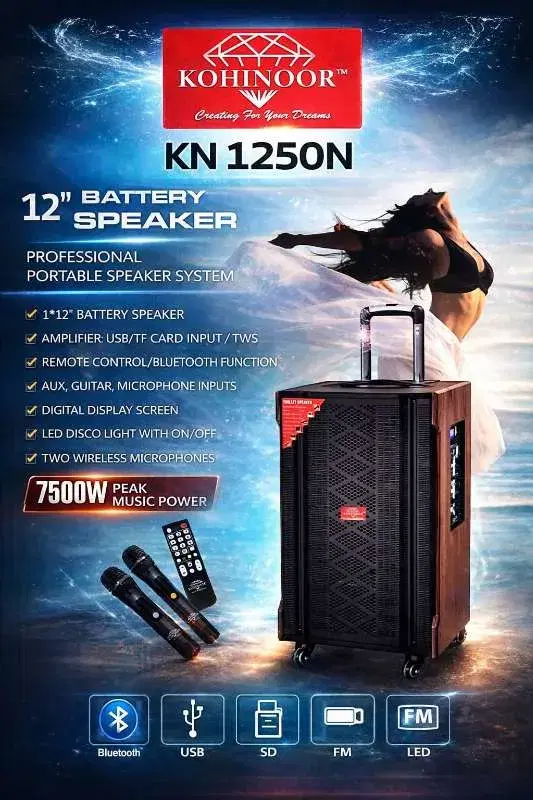 Kohinoor KN-1250N 12 Inch Trolley Speaker.