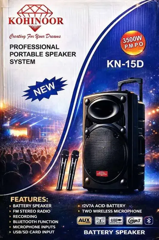 Kohinoor KN-15D 15 Inch Professional Portable Trolly Speaker System.