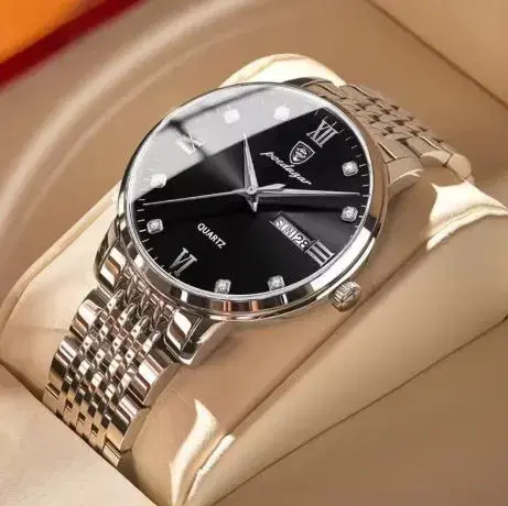 Poedagar Men's Quartz Watches With Stainless Steel Straps.