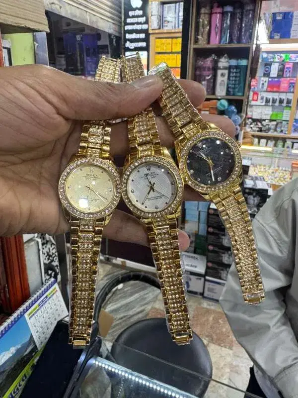Rolex Luxury JustDate Golden stainless steel Strap Watches For Women.