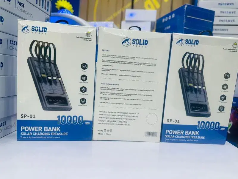 Solar Charging 10000mAh & 20000mAh Power Bank With 4Types Cable Included - 6 Months Warranty