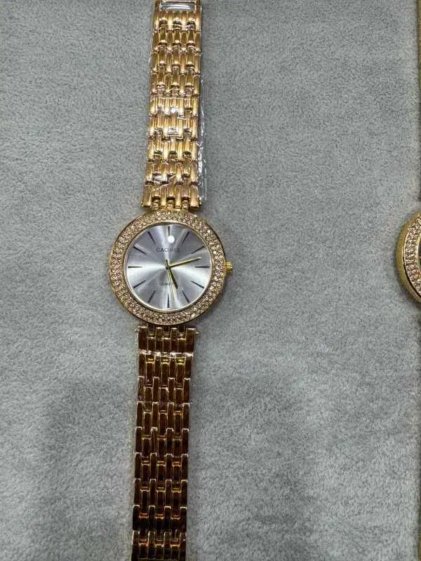 Gold-toned CACIEL women's Quartz watch with a black dial
