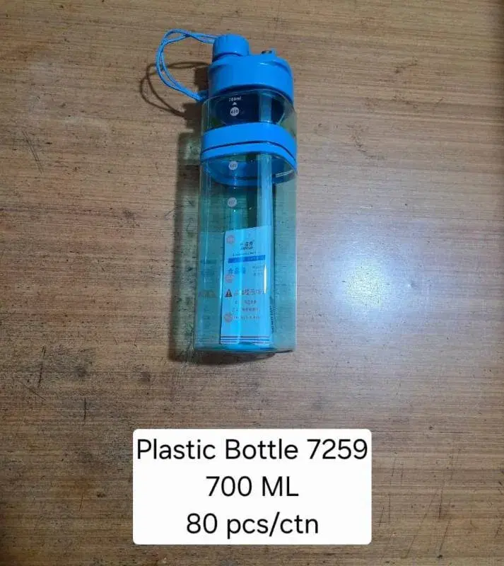 l plastic water bottle with a straw.