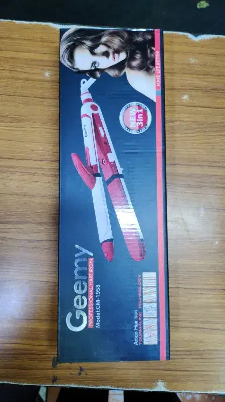 GM-1958 3-in-1 Professional Hair Iron for straightening, curling, and crimping hair