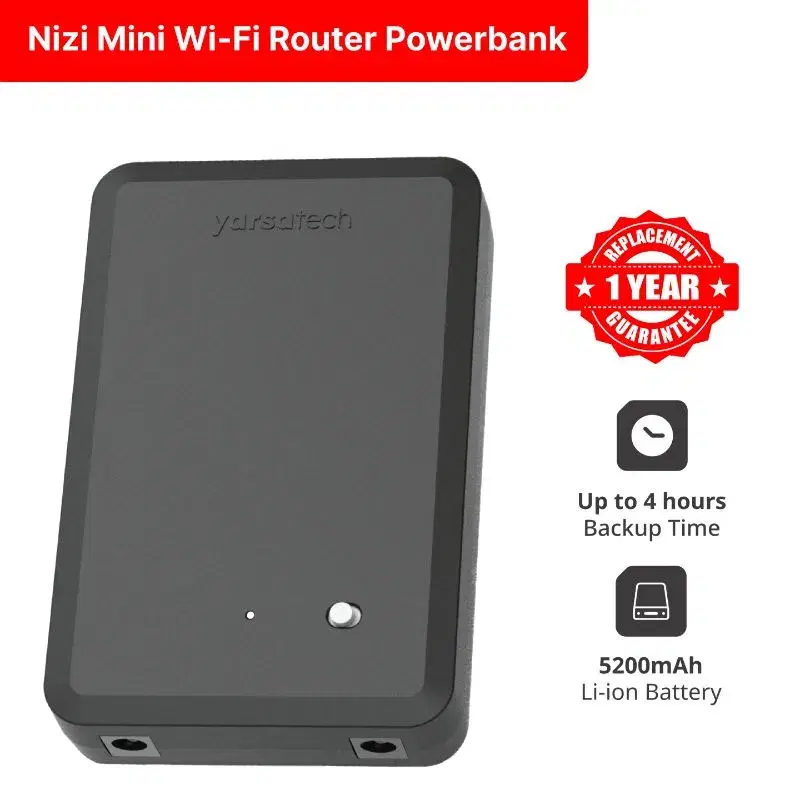 NIZI Power 12V Router Backup Mini 4 House Backup Mini Wi-Fi Router Powerbank | 5200mAh Li-ion Battery | 12 Months Guarantee