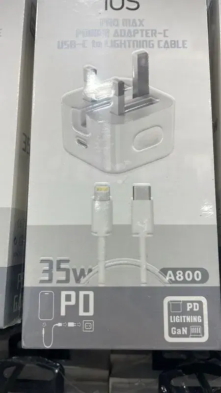 35W USB-C to Lightning power adapter and cable set.