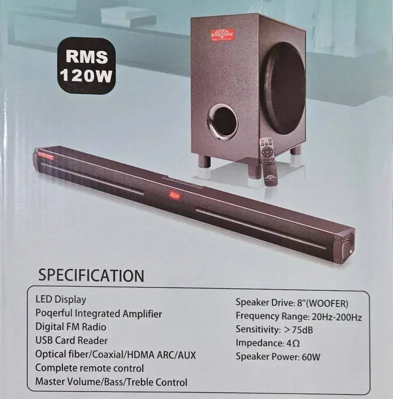 Kohinoor 120W Deep Bass Bluetooth Sound Bar with Subwoofer KN- 5150