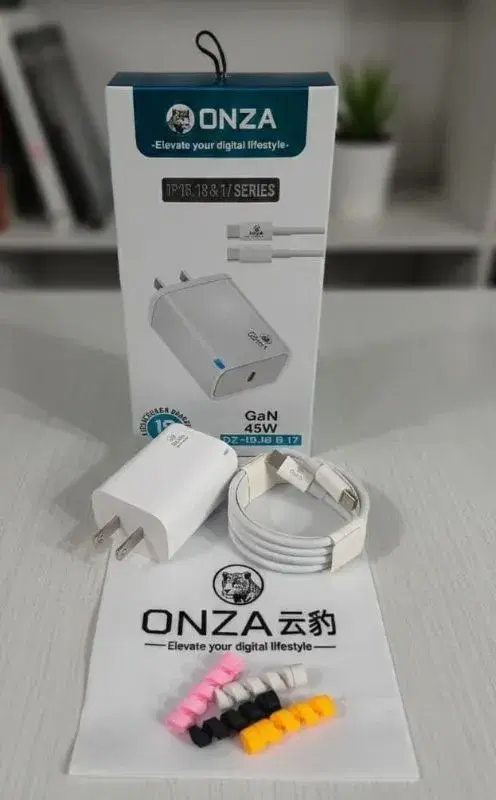 Onza Oz-15/16 GaN 45 w Series Charger with Type C to C Data Cable Set l 12 Months warranty