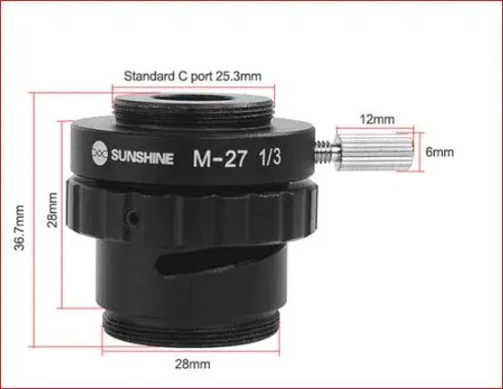 SUNSHINE M-27 1/3 CTV connector for Trinocular Stereo Microscope.