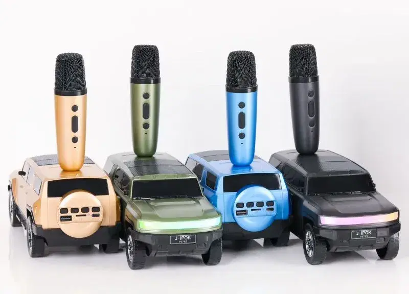 P378S Off-Road SUV Car Rgb Solar Speaker Karaoke Set with Mic 10W Blue Tooth Speaker for Party Portable Subwoofer Sound System