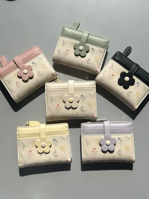 Valerie Women Mini Wallet with Zip Coin Pocket | Floral Print Card Holder Purse | Compact PU Leather Wallet for Girls & Ladies