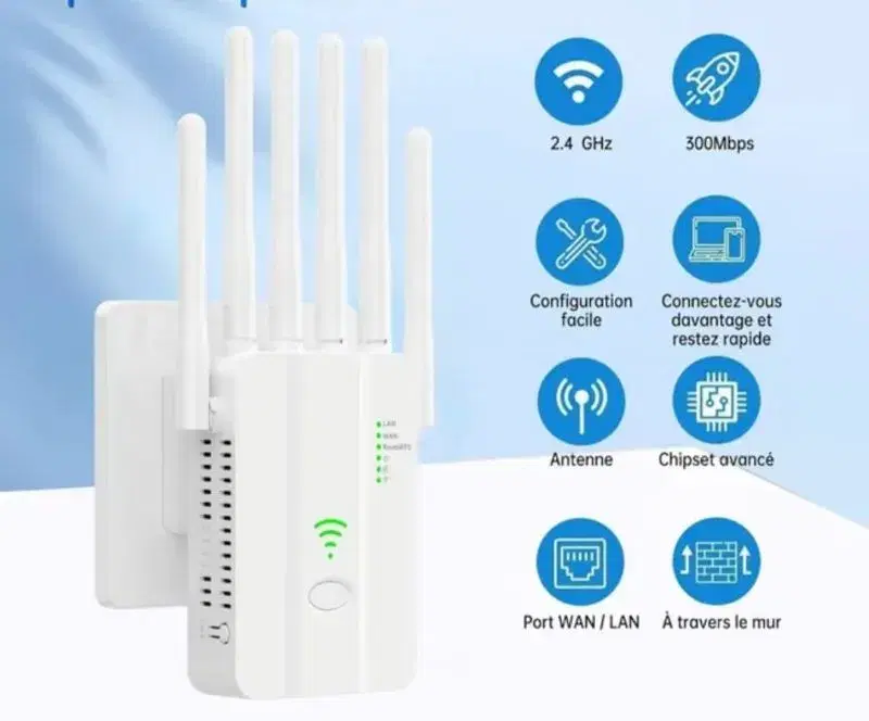 300Mbps Wi-Fi Range Extender/Repeater used to boost signal strength and extend wireless network coverage.