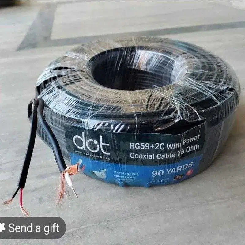 Dot CCTV Cable RG59+2C 90Y With Power Coaxial 75 Ohm Indoor/Outdoor Dot