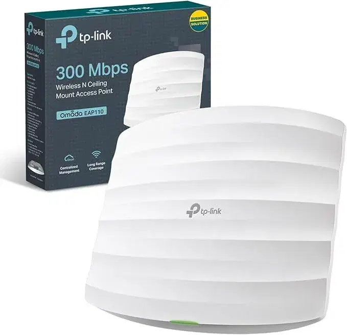 Tp Link EAP110 N300 Access Point, Wireless Access Points, Support Passive PoE,Vlan, Direct Current, Omada Mesh, Easily Mount to Wall or Ceiling, Cloud centralized management, Free Controller Software