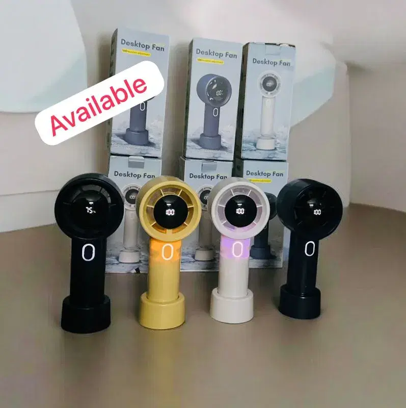 fan with portable rechargeable mini handheld fan featuring a digital LED display.