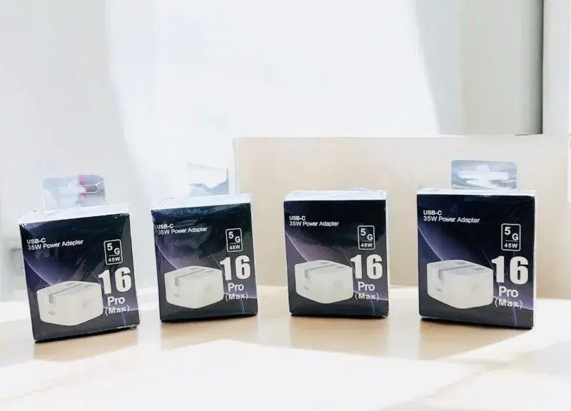 35W USB-C Power Adapter, designed for fast charging compatible devices like iPhones, iPads, and MacBooks.