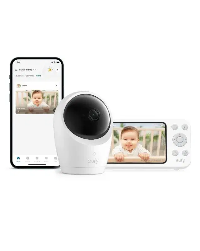 Anker eufy Baby Monitor E20, 2K Resolution, 720p Display, Hybrid Connection, Wi-Fi, No Wi-Fi Control, Pan-Tilt, 4x Zoom, Night Vision, Built-in Battery Camera, ANR, Smart Alerts, 24/7 Recording