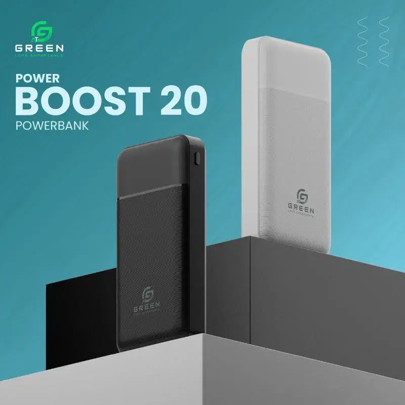 Green boost 20 pd powerbank 22.5W fast charging.