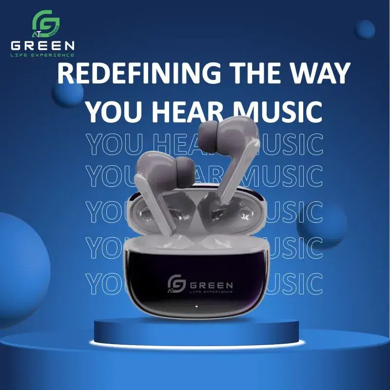 Green Airbeat 320 True ENC Wireless Earbuds.