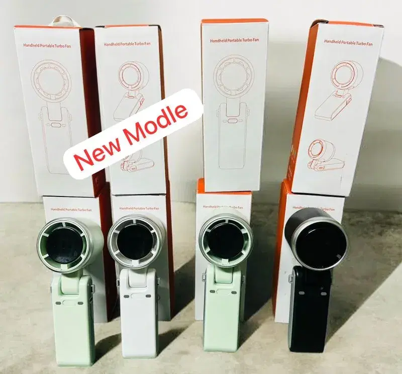 rechargeable handheld portable turbo fan, available in white and black colors.