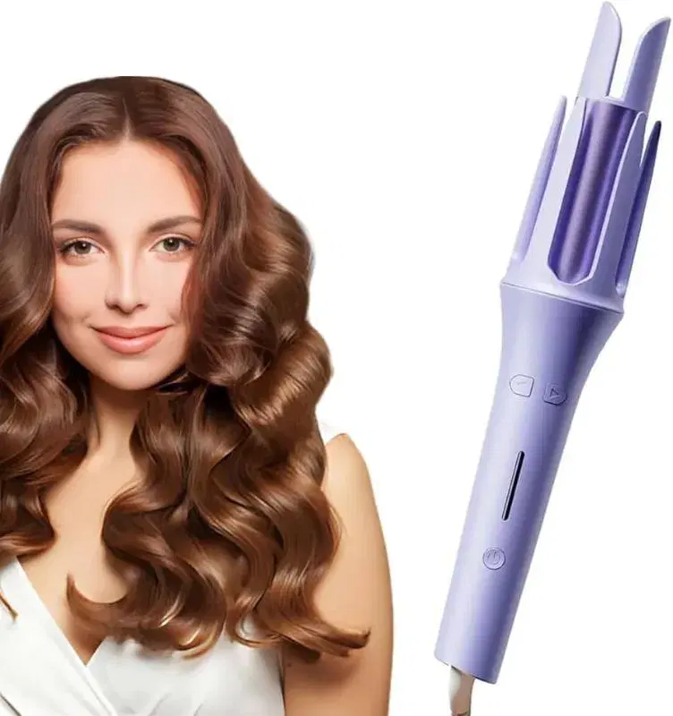 Automatic Hair Curler With 4 Temperatures, Dual Voltage Rotating Curling Iron With Fast Heating and Auto Shut-Off For Professional Hair Styling