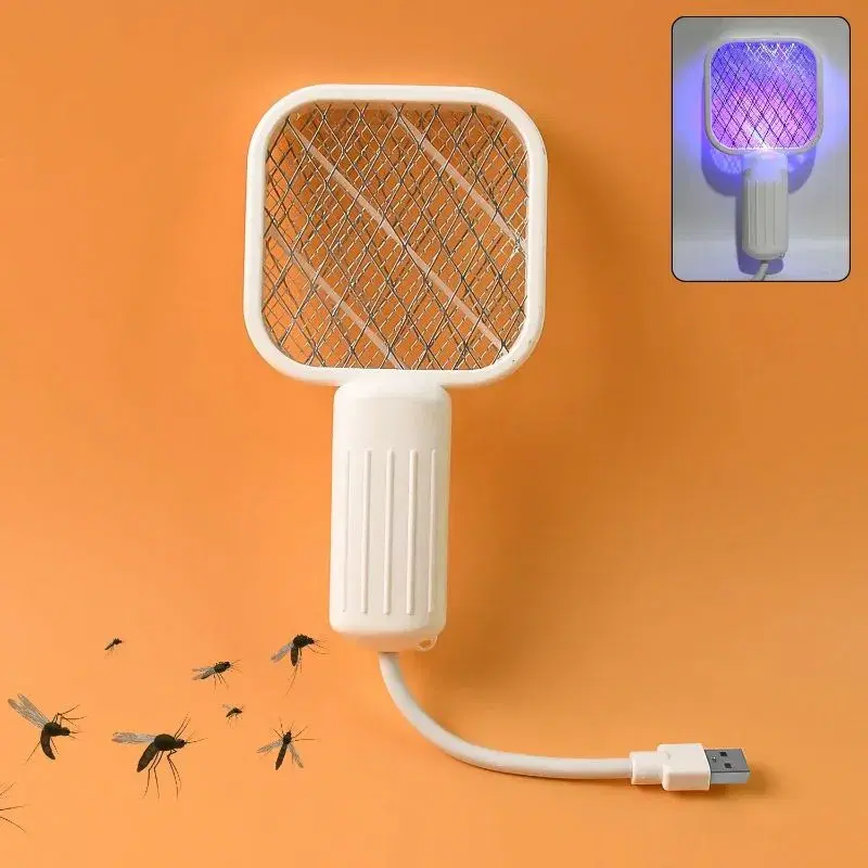 USB Mini Electric Mosquito Swatter UV Light Fly Bug Zapper Insect Racket Rechargeable Summer Fly Swatters Trap For Home Outdoor.