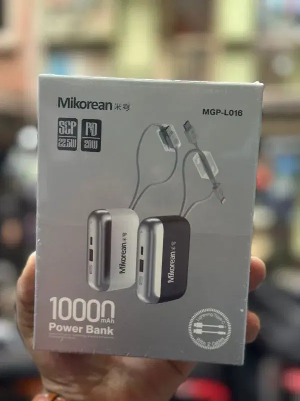 Mikorean MGP-L016 is a compact 10000 mAh power bank designed for portable charging needs.