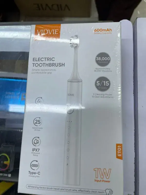 Vidvie ET01 is a sonic electric toothbrush featuring 5 cleaning modes with 15 gear adjustments for a customized brushing experience.