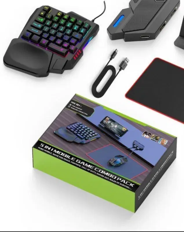 5 in 1 Bluetooth Gaming Keyboard Mouse Converter Combo for Smartphone PC PUBG Mobile Game Accessories