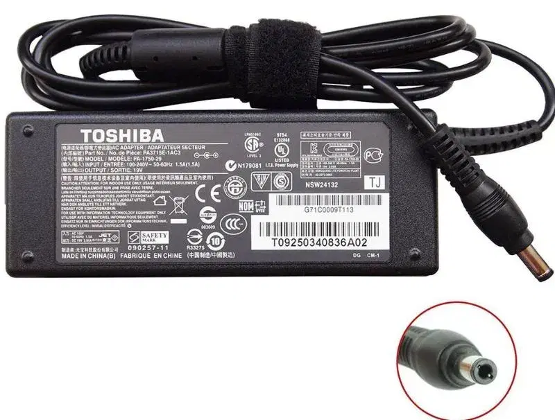 TOSHIBA 65W 19V 3.42A BLACK PIN LAPTOP CHARGER