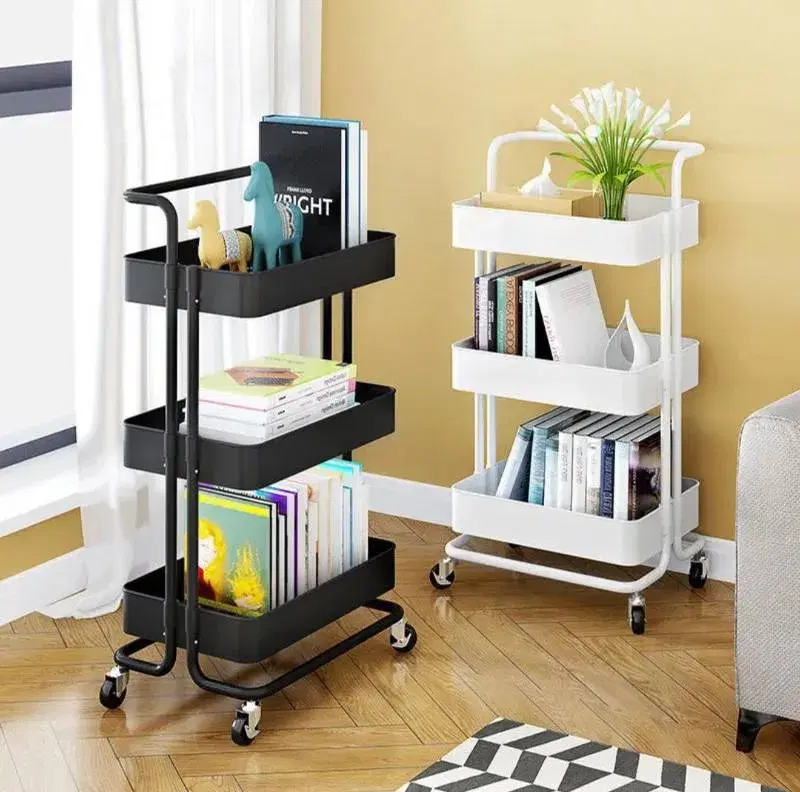 3-Tier Metal Rolling Kitchen Storage Trolley & Space-Saving Organizer with wheel