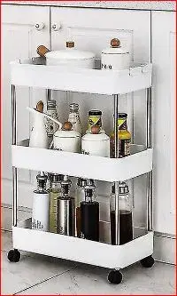 3 Layer Slim Storage Moving Rack Shelf Kitchen Home Bedroom Bathroom Organizer Trolley