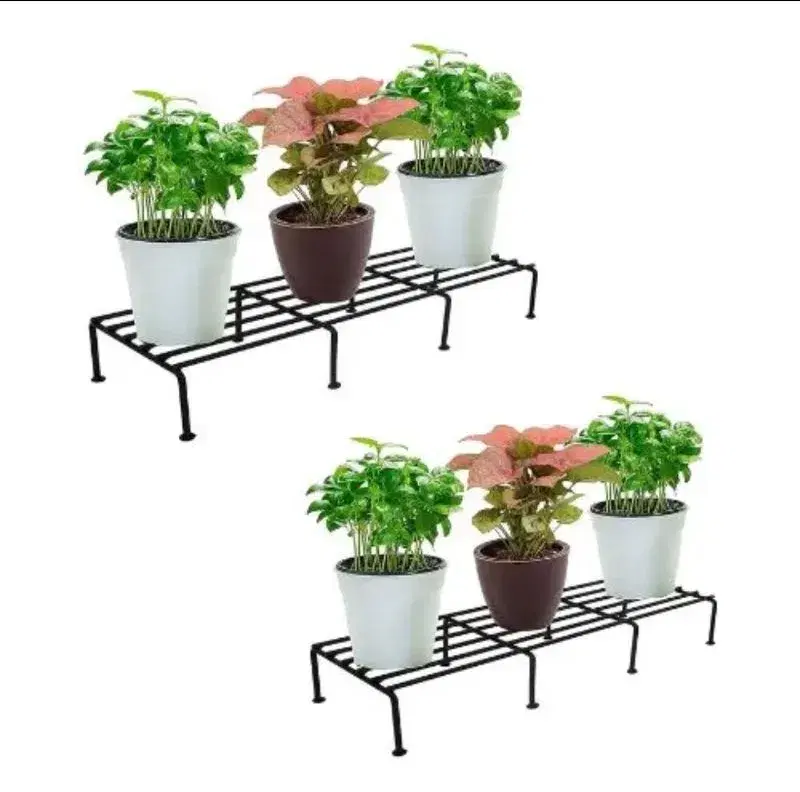 Set Of 2 Pieces Rust Resistant 24-Inch Metal Plant Stand for Indoor and Outdoor Use - Durable and Elegant