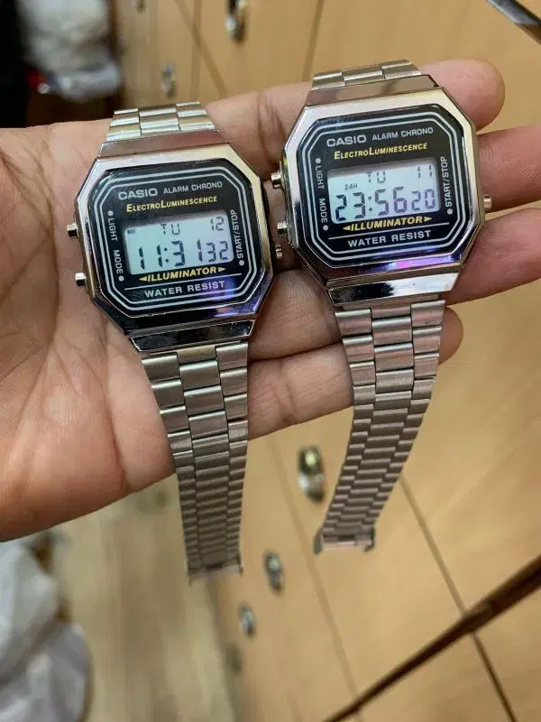 Casio Stainless Steel Square Digital Watch For Men - Grey