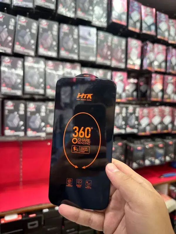 HTK brand 360-degree bending tempered glass screen protector.