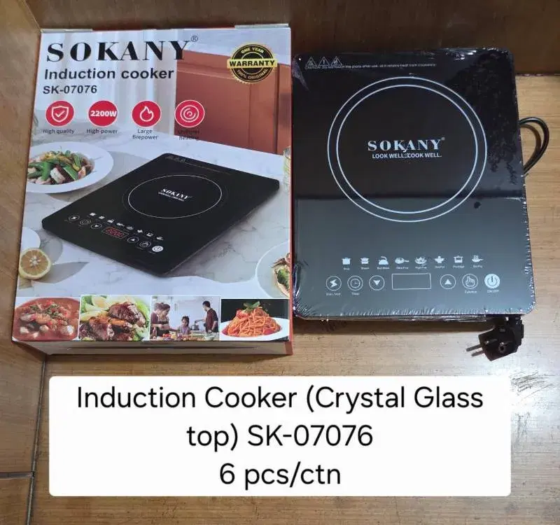 Sokany Induction Cooktop SK-07073 | 3500W, Stainless Steel And Ceramic | Adjustable Temperature Control | Cool Touch Handle.