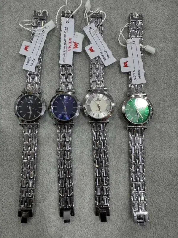 stainless steel women's analog watches are branded as Mema.