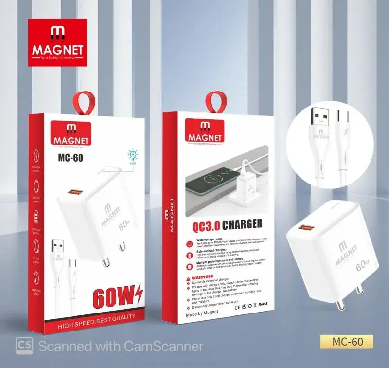 Magnet Charger | 60W Type-C High Speed Best Quality Charger | MC 60